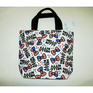 Hello Kitty - Uncle Sam With Ribbon Pattern Canvas Official Lunch Box Tote Bag / Hand Bag NWT